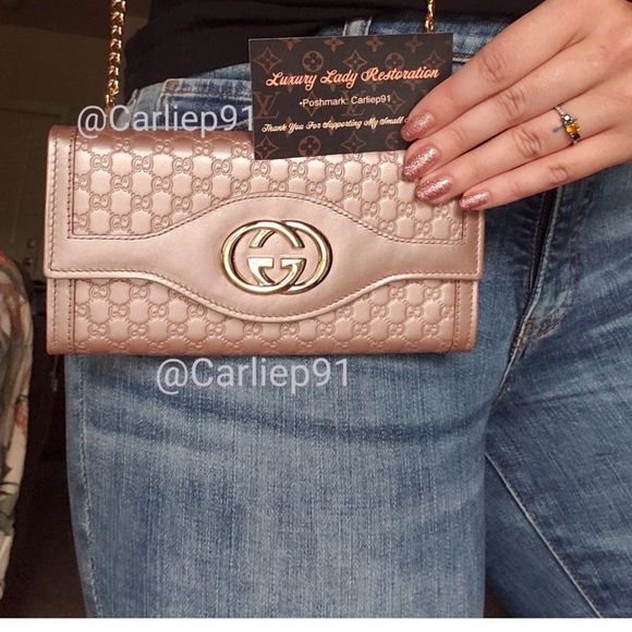 Gucci Metallic Pink Leather Wallet - Picture 6 of 7
